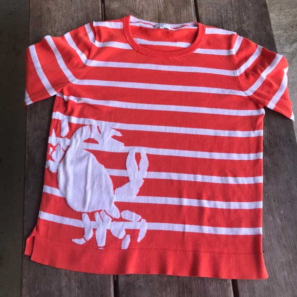 Crown & Ivy Orange White Striped Crab Sweater Prep - Picture 3 of 6